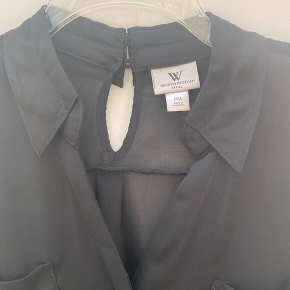 Black Sheer Worthington Blouse size Medium dress shirt - Picture 7 of 10